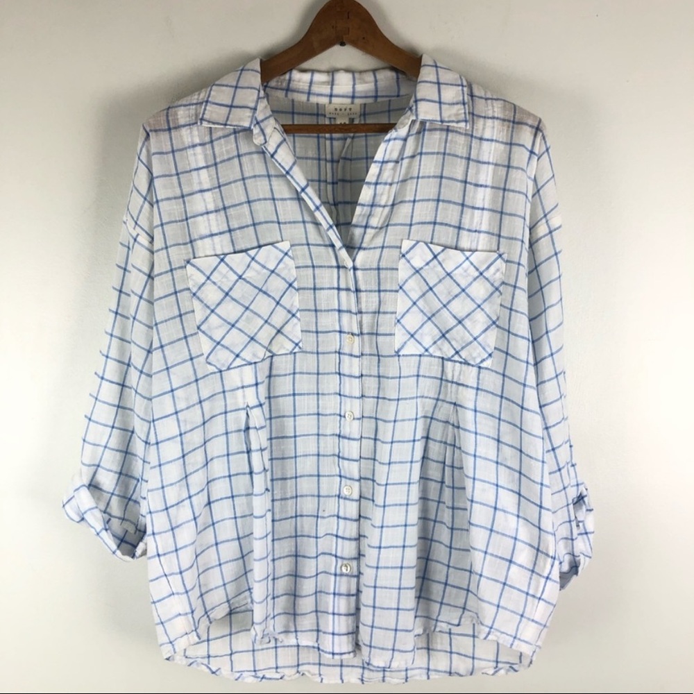 Soft Joie button up blue plaid shirt